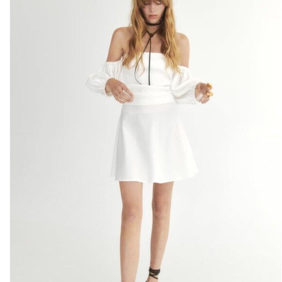 ZARA Off-Shoulder White Dress with Puff Sleeves Size Small NEW WITH TAG! - Picture 2 of 7